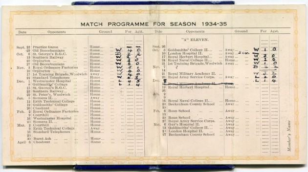 ROG Hockey Club, fixtures 1934-5_2