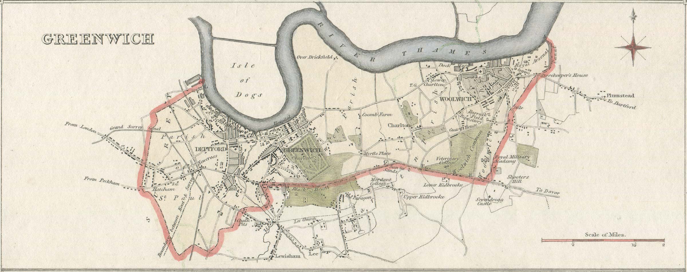 Millwall Black Heath 1896 London repro 12-NW Charlton Old map Greenwich 