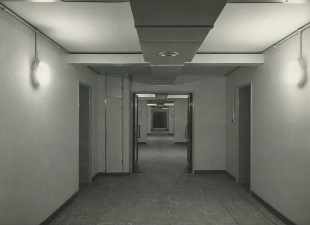 Royal Greenwich Observatory, Herstmonceux. Clock cellar corridor